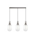 Yorktown Linear 3 Light Pendant 20cm Tubular Ribbed Glass Antique Silver/Matt Black Clear-4