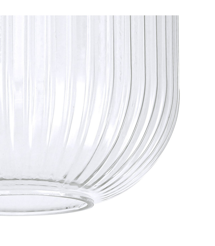 Yorktown Linear 3 Light Pendant 20cm Tubular Ribbed Glass Antique Silver/Matt Black Clear-6