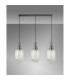 Yorktown Linear 3 Light Pendant 20cm Tubular Ribbed Glass Antique Silver/Matt Black Clear-11