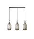 Yorktown Linear 3 Light Pendant 20cm Tubular Ribbed Glass Antique Silver/Matt Black Smoked-1