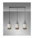 Yorktown Linear 3 Light Pendant 20cm Tubular Ribbed Glass Antique Silver/Matt Black Smoked-3