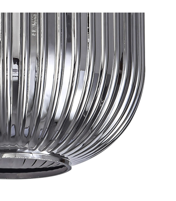 Yorktown Linear 3 Light Pendant 20cm Tubular Ribbed Glass Antique Silver/Matt Black Smoked-6