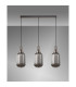 Yorktown Linear 3 Light Pendant 20cm Tubular Ribbed Glass Antique Silver/Matt Black Smoked-11