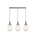 Yorktown Linear 3 Light Pendant 20cm Tubular Ribbed Glass Antique Silver/Matt Black Champagne-1