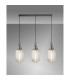 Yorktown Linear 3 Light Pendant 20cm Tubular Ribbed Glass Antique Silver/Matt Black Champagne-3