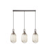 Yorktown Linear 3 Light Pendant 20cm Tubular Ribbed Glass Antique Silver/Matt Black Champagne-4
