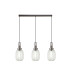 Yorktown Linear 3 Light Pendant 20cm Almond Ribbed Glass Antique Silver/Matt Black Clear-1