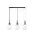 Yorktown Linear 3 Light Pendant 20cm Almond Ribbed Glass Antique Silver/Matt Black Clear-4
