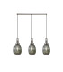 Yorktown Linear 3 Light Pendant 20cm Almond Ribbed Glass Antique Silver/Matt Black Smoked-1