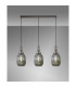Yorktown Linear 3 Light Pendant 20cm Almond Ribbed Glass Antique Silver/Matt Black Smoked-3