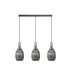 Yorktown Linear 3 Light Pendant 20cm Almond Ribbed Glass Antique Silver/Matt Black Smoked-4