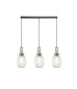 Yorktown Linear 3 Light Pendant 20cm Almond Ribbed Glass Antique Silver/Matt Black Champagne-1