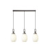 Yorktown Linear 3 Light Pendant 20cm Almond Ribbed Glass Antique Silver/Matt Black Opal-1