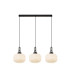 Yorktown Linear 3 Light Pendant E27 Black Chrome/Matt Black 30cm Pumpkin Shaped Ribbed Opal Glass-1