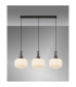 Yorktown Linear 3 Light Pendant E27 Black Chrome/Matt Black 30cm Pumpkin Shaped Ribbed Opal Glass-3