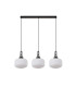 Yorktown Linear 3 Light Pendant E27 Black Chrome/Matt Black 30cm Pumpkin Shaped Ribbed Opal Glass-4