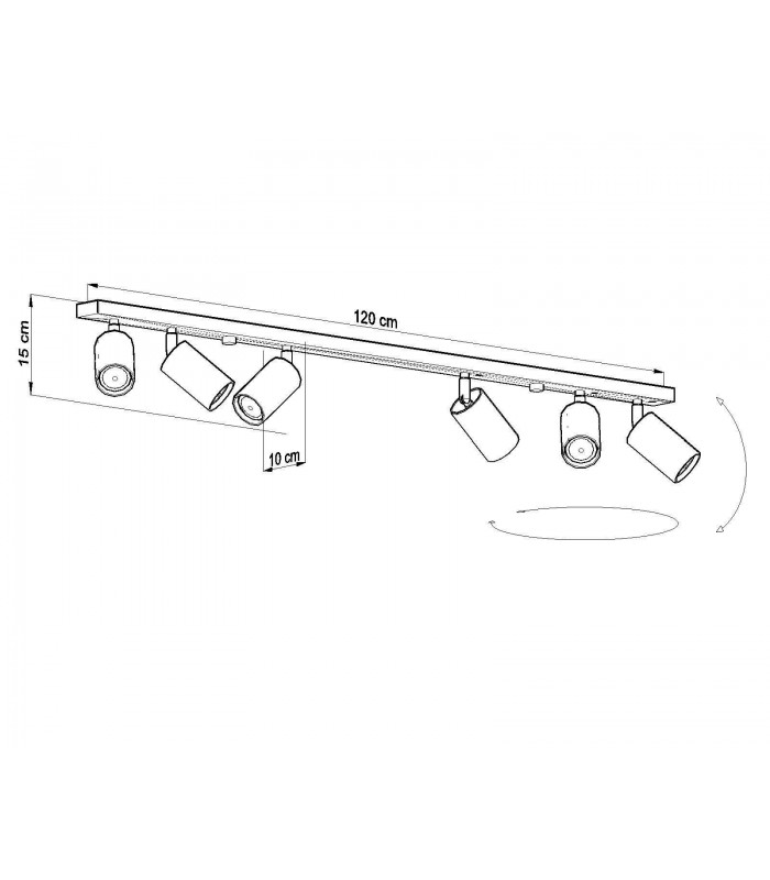 6 Light Spotlight Bar Grey, GU10 - 3