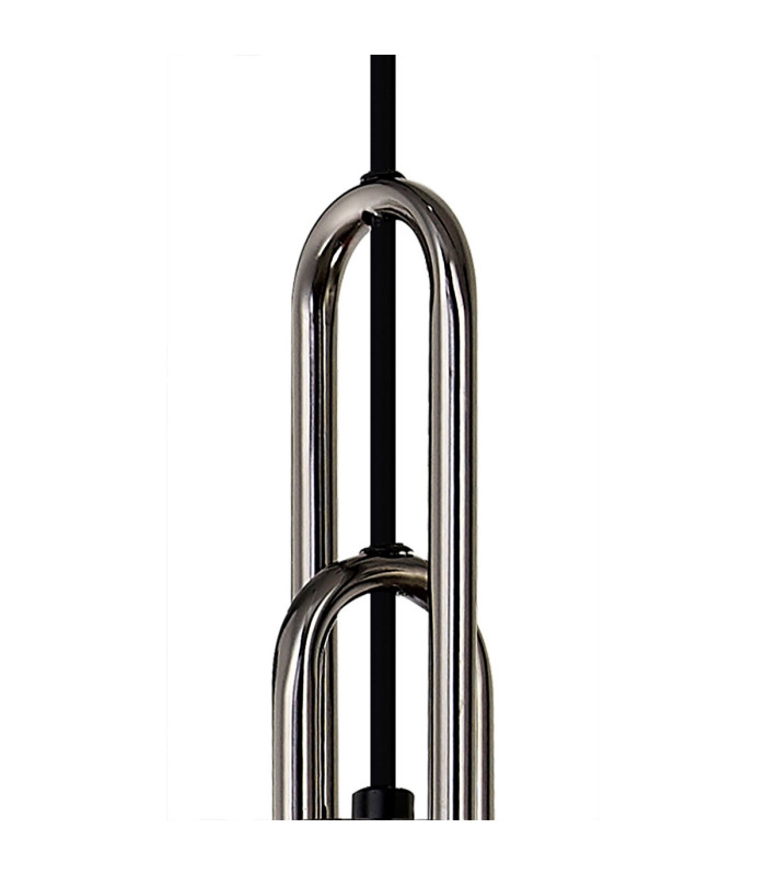 Yorktown Linear 3 Light Pendant E27 Black Chrome/Matt Black 30cm Pumpkin Shaped Ribbed Opal Glass-8