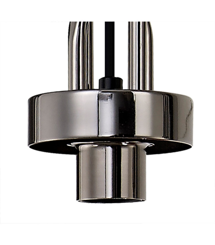 Yorktown Linear 3 Light Pendant E27 Black Chrome/Matt Black 30cm Pumpkin Shaped Ribbed Opal Glass-9