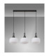 Yorktown Linear 3 Light Pendant E27 Black Chrome/Matt Black 30cm Pumpkin Shaped Ribbed Opal Glass-11