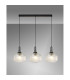 Yorktown Linear 3 Light Pendant E27 Black Chrome/Matt Black 30cm Pumpkin Shaped Ribbed Clear Glass-3