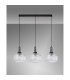 Yorktown Linear 3 Light Pendant E27 Black Chrome/Matt Black 30cm Pumpkin Shaped Ribbed Clear Glass-11