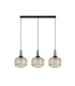 Yorktown Linear 3 Light Pendant E27 Black Chrome/Matt Black 30cm Pumpkin Shaped Ribbed Champagne Glass-4