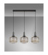 Yorktown Linear 3 Light Pendant E27 Black Chrome/Matt Black 30cm Pumpkin Shaped Ribbed Champagne Glass-11