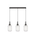Yorktown Linear 3 Light Pendant 20cm Tubular Ribbed Glass Black Chrome/Matt Black Clear-1