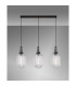 Yorktown Linear 3 Light Pendant 20cm Tubular Ribbed Glass Black Chrome/Matt Black Clear-3