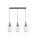 Yorktown Linear 3 Light Pendant 20cm Tubular Ribbed Glass Black Chrome/Matt Black Clear-4
