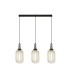 Yorktown Linear 3 Light Pendant 20cm Tubular Ribbed Glass Black Chrome/Matt Black Champagne-1