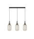 Yorktown Linear 3 Light Pendant 20cm Tubular Ribbed Glass Black Chrome/Matt Black Champagne-4