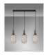 Yorktown Linear 3 Light Pendant 20cm Tubular Ribbed Glass Black Chrome/Matt Black Champagne-11