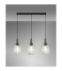 Yorktown Linear 3 Light Pendant 20cm Almond Ribbed Glass Black Chrome/Matt Black Clear-3