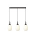 Yorktown Linear 3 Light Pendant 20cm Almond Ribbed Glass Black Chrome/Matt Black Opal-1