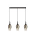 Yorktown Linear 3 Light Pendant E27 23cm Pear Glass Smoked/Clear Black Chrome/Matt Black-1