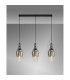 Yorktown Linear 3 Light Pendant E27 23cm Pear Glass Smoked/Clear Black Chrome/Matt Black-3