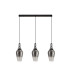 Yorktown Linear 3 Light Pendant E27 23cm Pear Glass Smoked/Clear Black Chrome/Matt Black-4