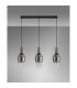 Yorktown Linear 3 Light Pendant E27 23cm Pear Glass Smoked/Clear Black Chrome/Matt Black-10