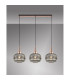 Yorktown Linear 3 Light Pendant E27 Copper/Matt Black 30cm Pumpkin Shaped Ribbed Smoked Glass-3