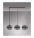 Yorktown Linear 3 Light Pendant E27 Copper/Matt Black 30cm Pumpkin Shaped Ribbed Smoked Glass-11