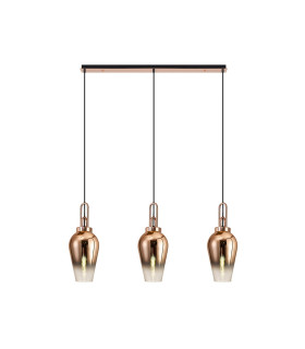 Yorktown Linear 3 Light Pendant E27 23cm Pear Glass Copper/Clear Copper/Matt Black-1