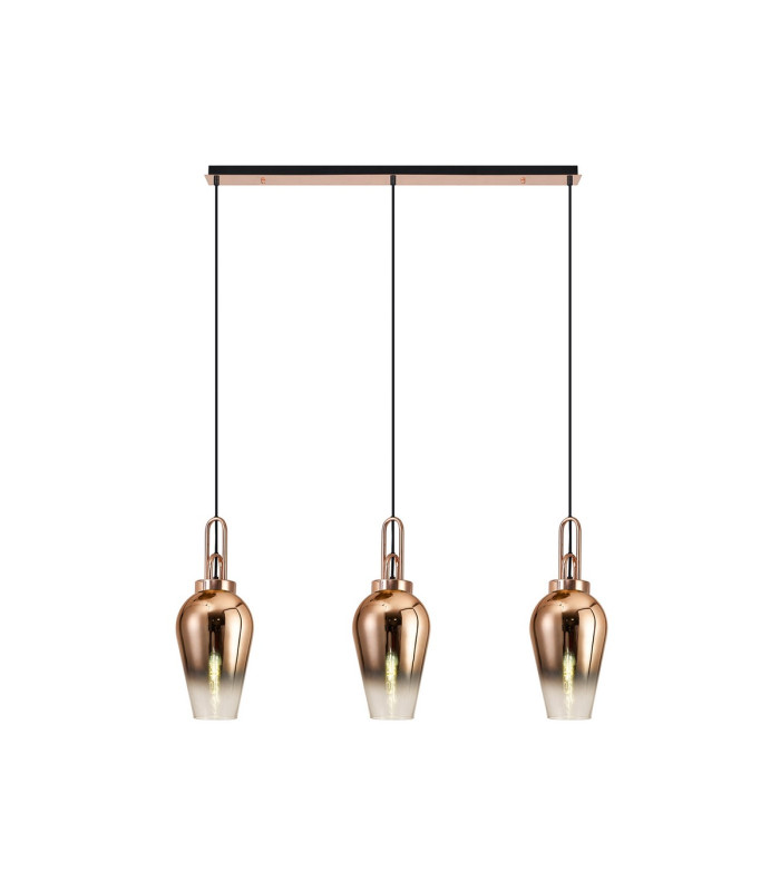 Yorktown Linear 3 Light Pendant E27 23cm Pear Glass Copper/Clear Copper/Matt Black-1