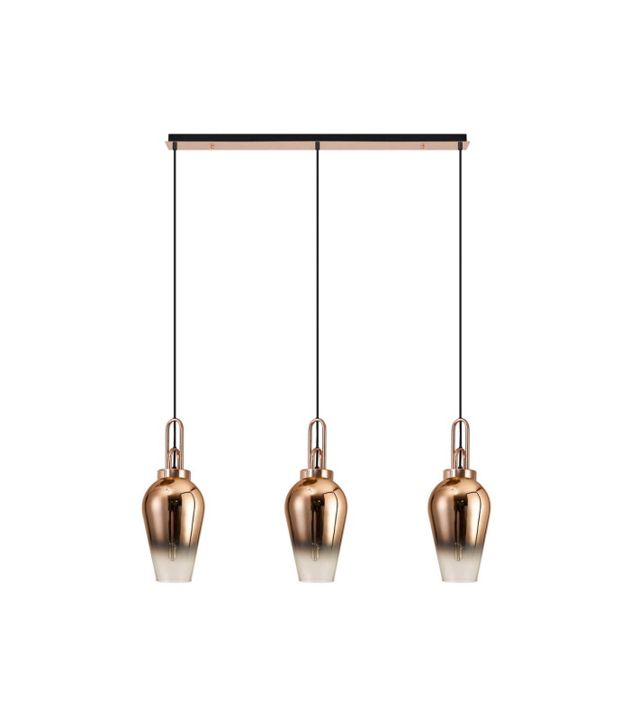 Yorktown Linear 3 Light Pendant E27 23cm Pear Glass Copper/Clear Copper/Matt Black-4