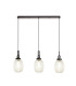 Yorktown Linear 3 Light Pendant 20cm Almond Ribbed Glass Matt Black/Matt Black Champagne-1