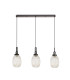 Yorktown Linear 3 Light Pendant 20cm Almond Ribbed Glass Matt Black/Matt Black Champagne-4