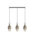 Yorktown Linear 3 Light Pendant E27 23cm Pear Glass Smoked/Clear Polished Nickel/Matt Black-1