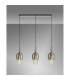 Yorktown Linear 3 Light Pendant E27 23cm Pear Glass Smoked/Clear Polished Nickel/Matt Black-3