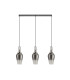 Yorktown Linear 3 Light Pendant E27 23cm Pear Glass Smoked/Clear Polished Nickel/Matt Black-4